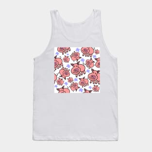 Pink Pigs and Lavender Flowers Tank Top